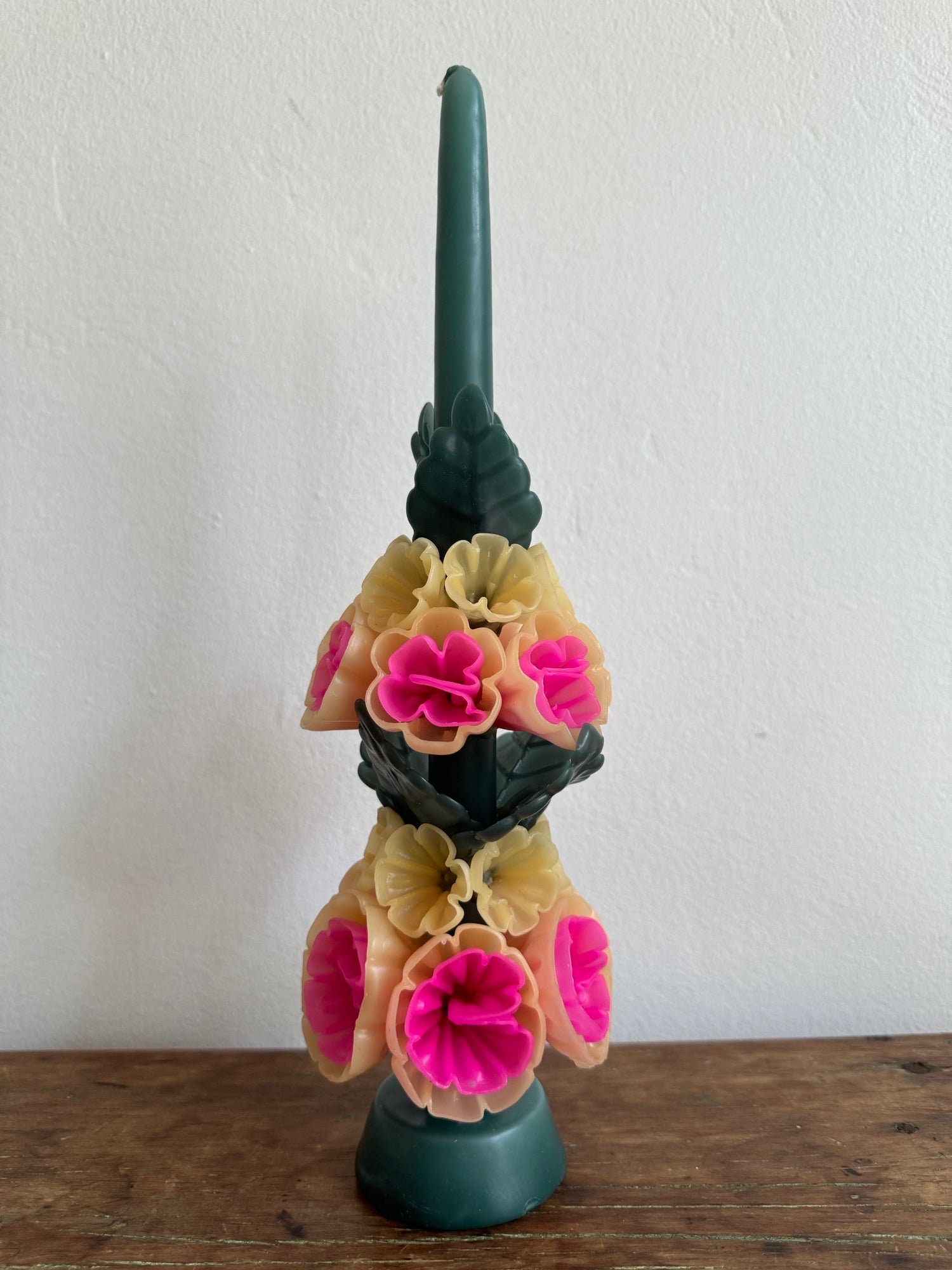 Tall Mexican Floral Candle-  Lagoon - Cometa Home